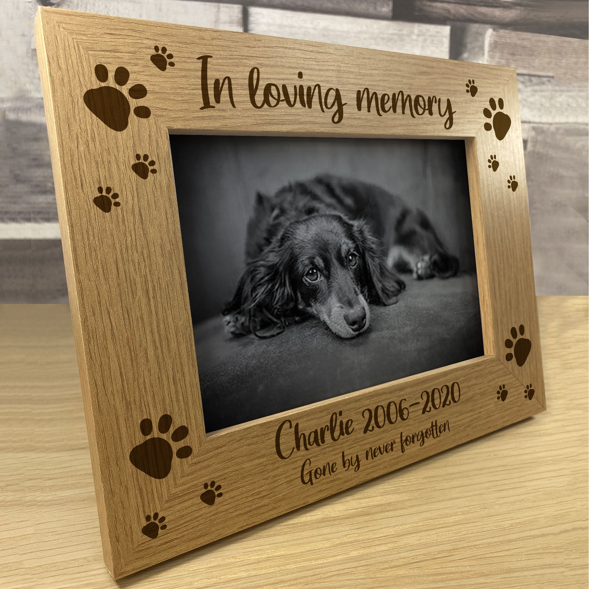 PERSONALISED Pet Memorial Photo Frame Wooden Puppy Dog Cat Keepsake Gift eBay