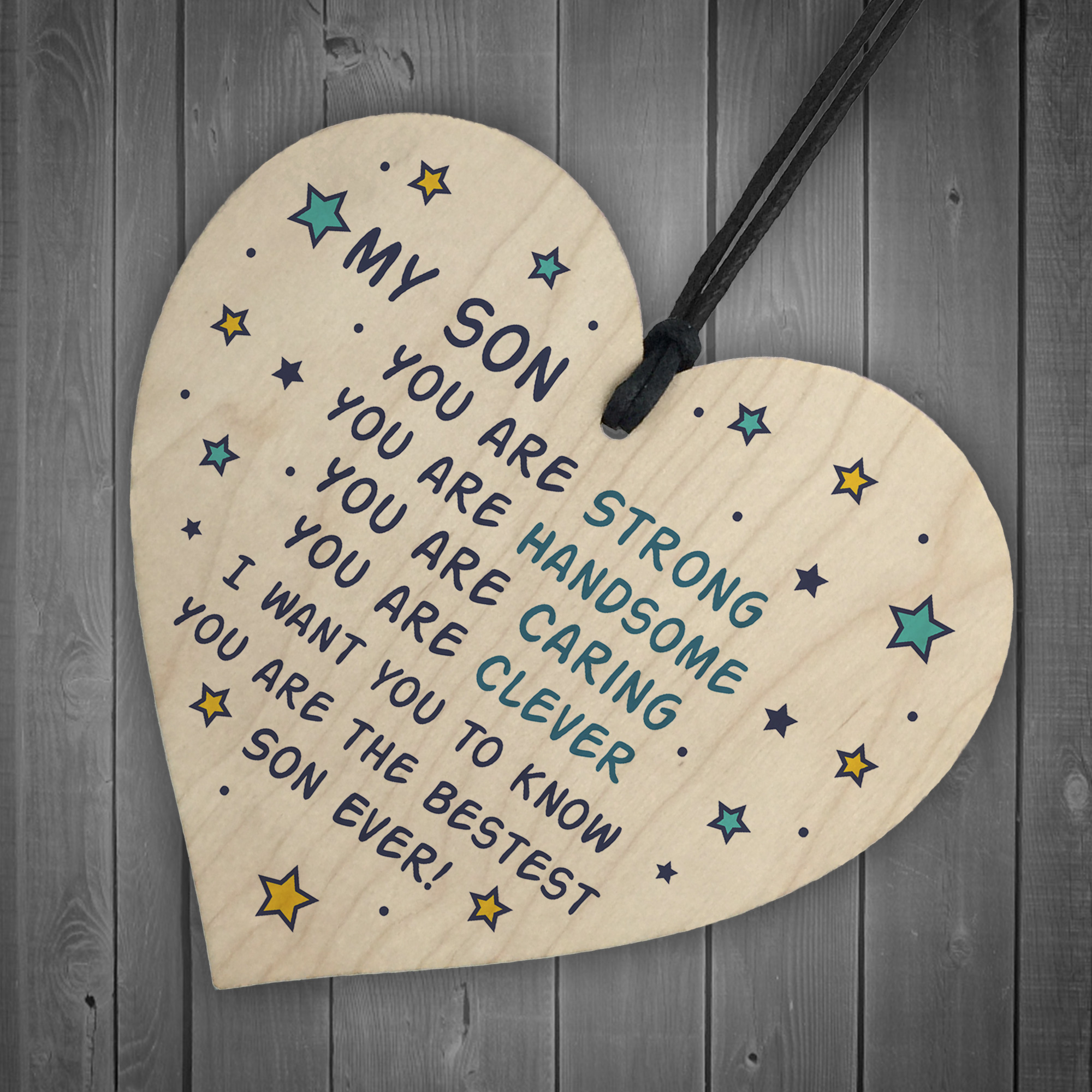 Novelty Son Gifts For Christmas Birthday Wooden Heart Keepsake Gift For