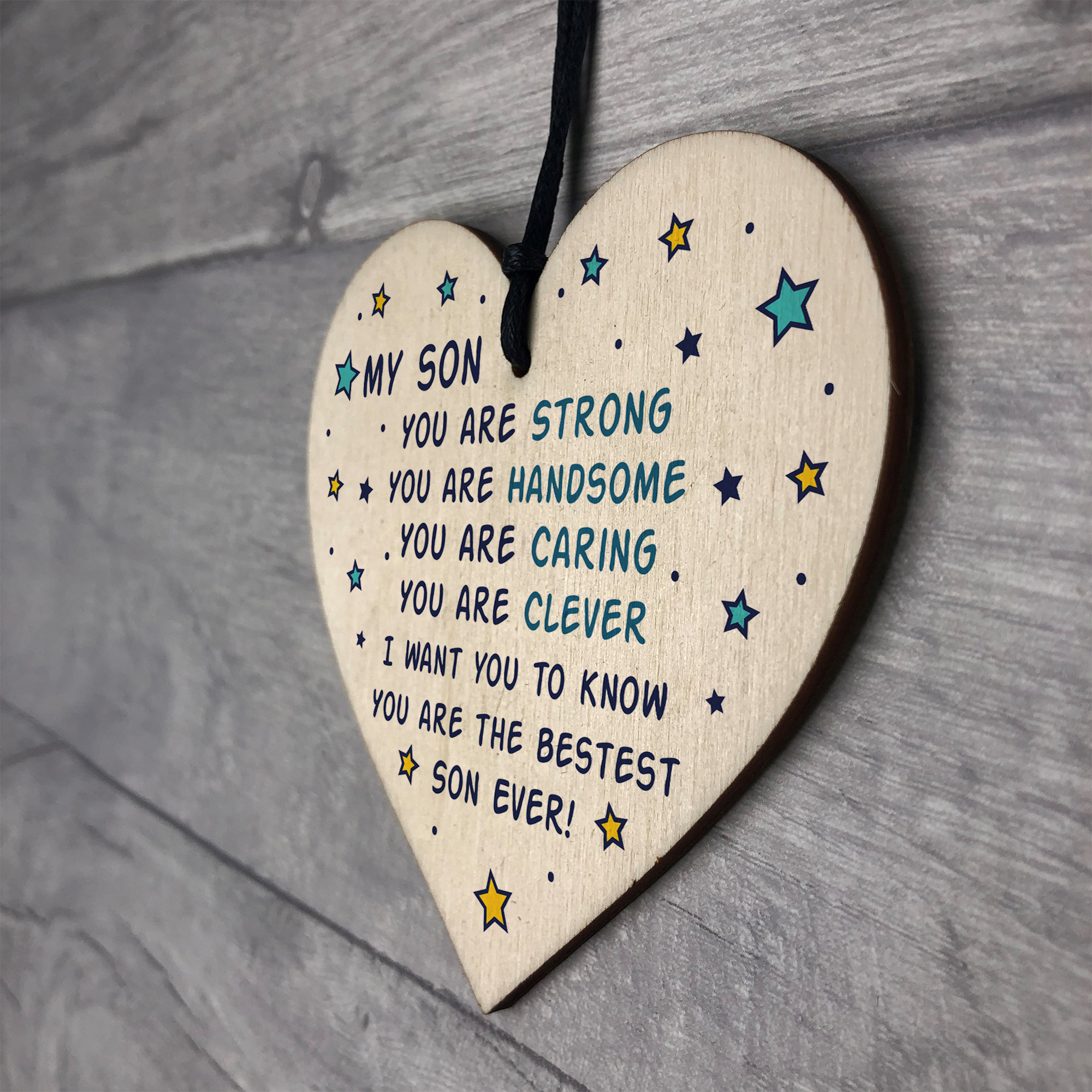 Novelty Son Gifts For Christmas Birthday Wooden Heart Keepsake Gift For