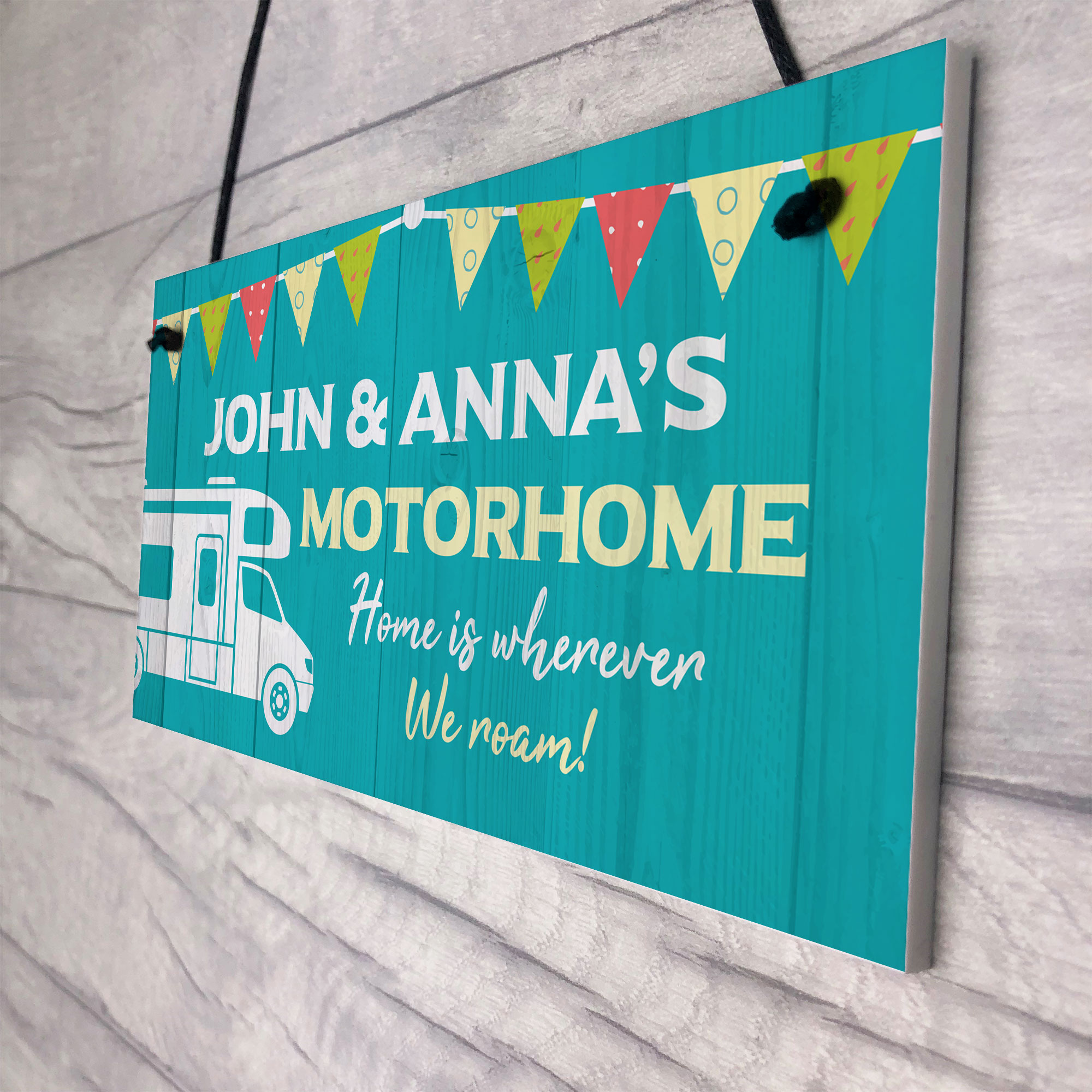 Personalised Motorhome Sign Bunting Motorhome Accessories Retirement