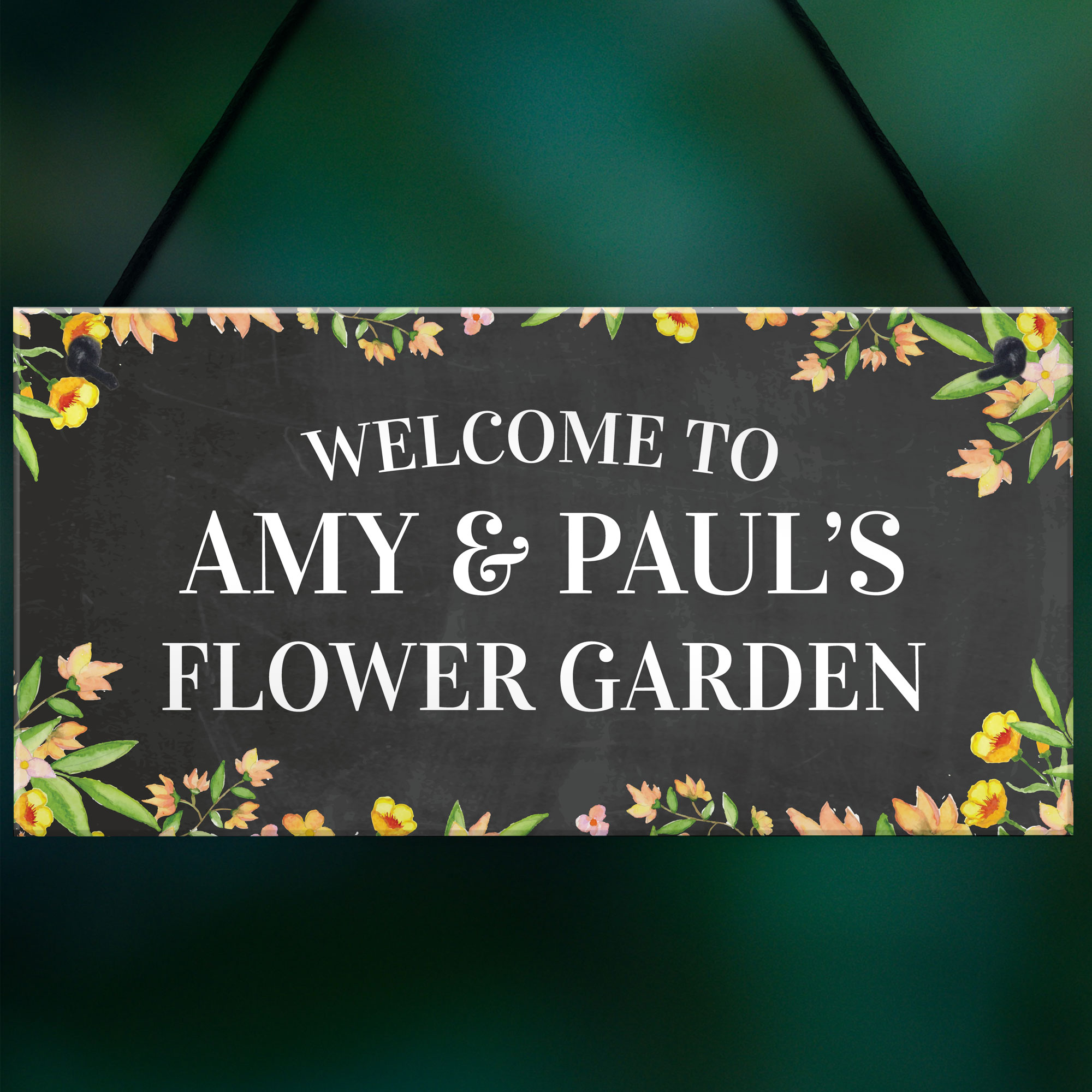 Personalised Flower Garden Sign Hanging Garden Decor Shed Sign Home