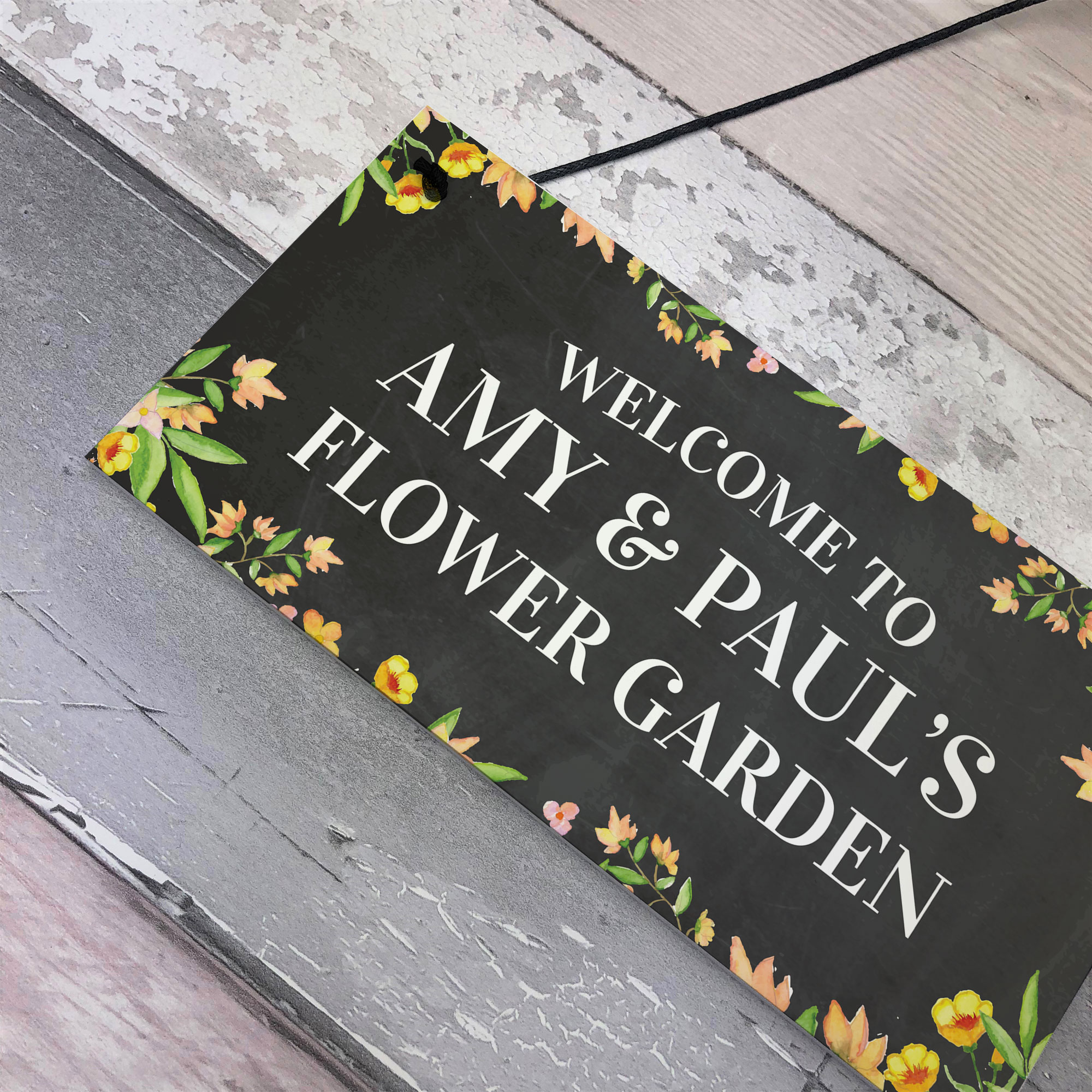 Personalised Flower Garden Sign Hanging Garden Decor Shed Sign Home