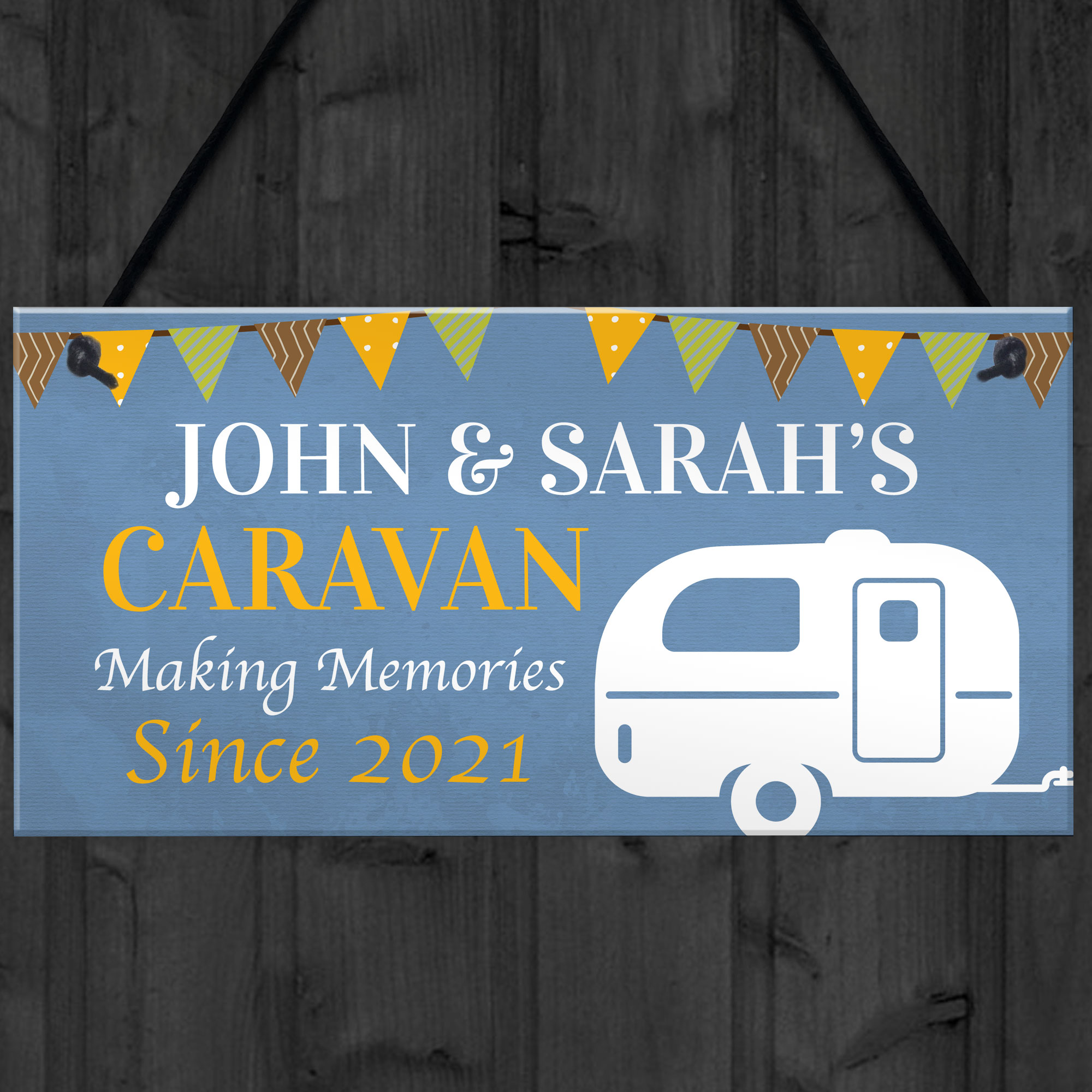 Novelty Caravan Sign Hanging Door Plaque Personalised Caravan