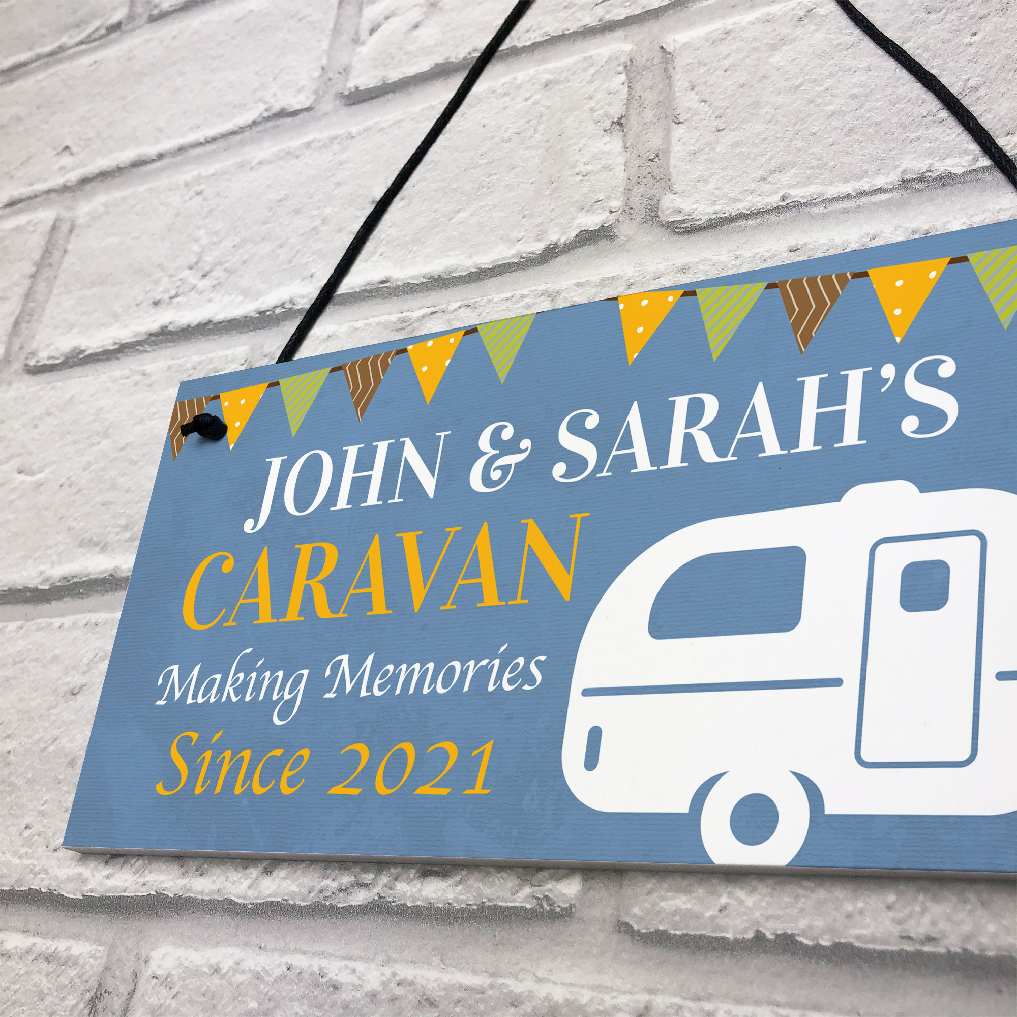 Novelty Caravan Sign Hanging Door Plaque Personalised Caravan