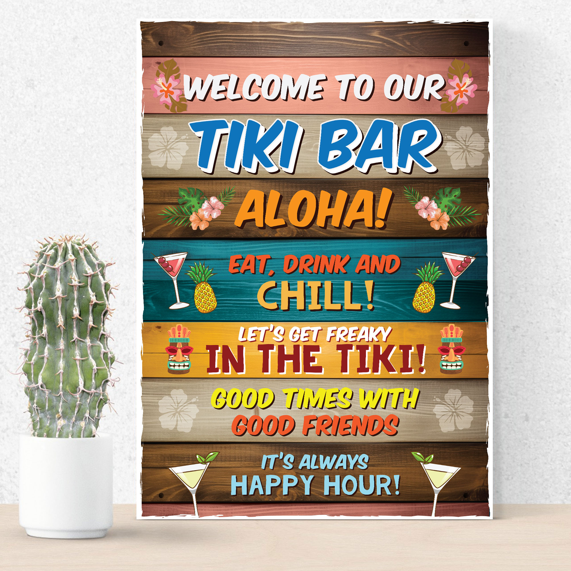 Targa in metallo con scritta in lingua inglese Welcome to the backyard Tiki Lounge, vintage, in metallo, decorazione da parete, per cucina, casa, garage, 20,3 x 30,5 cm