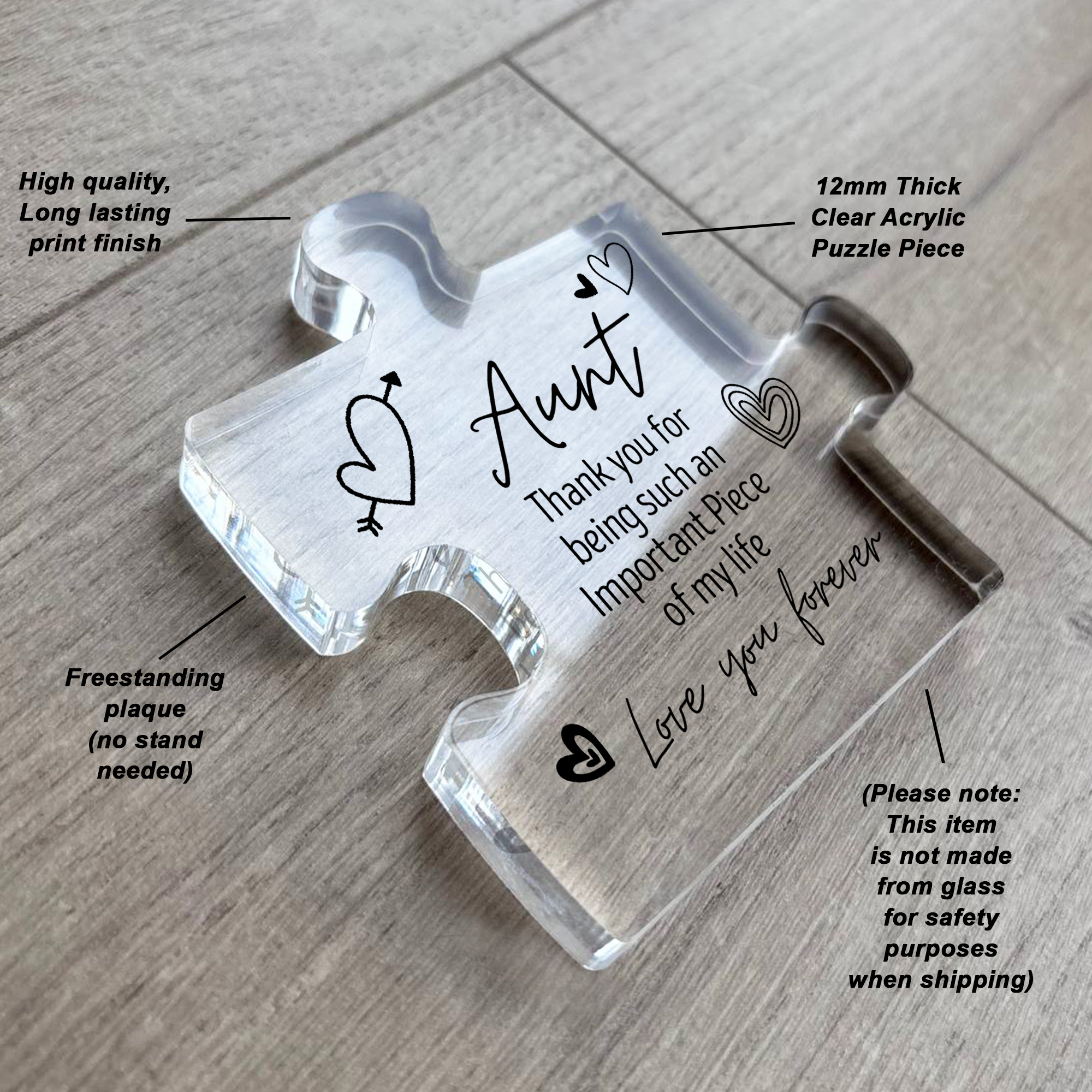 Regalo Per Zia - Puzzle In Acrilico Con Frase 'Ti Voglio Bene' | Regalo Compleanno Natale Da Nipote - 3