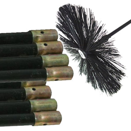 NEW CHIMNEY FLUE CLEANING RODS x 8 & BRUSH SWEEP SWEEPING SET KIT eBay