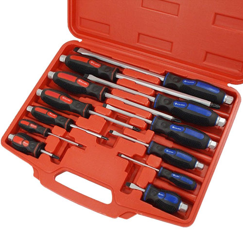 12 Pc Heavy Duty Mechanics GoThrough Engineers Screwdriver Set Hex