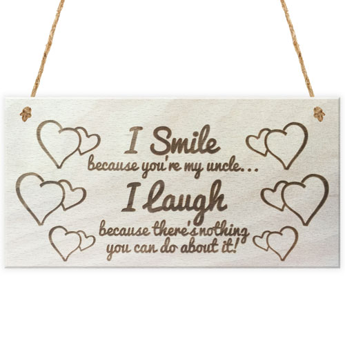 Red Ocean I Smile Because Youre My Uncle I Laugh Wooden Plaque Gift Shabby Chic Sign