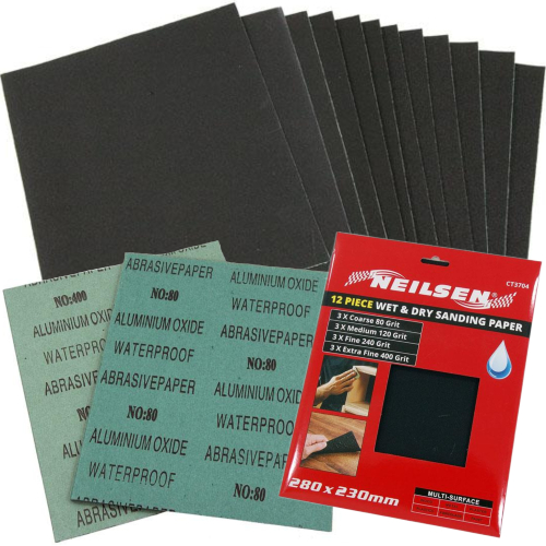 New 12 Pack of Wet and Dry Emery Sheet Sandpaper Coarse Fine Medium Extra Fine 5055282037041 eBay